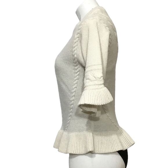 Kate Spade New York Neutral Pullover Knit White Cable Knit Sweater - Picture 5 of 13
